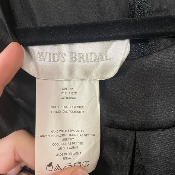 David's Bridal women's size 12 black halter style ruched waist bridesmaid dress - Picture 4 of 5